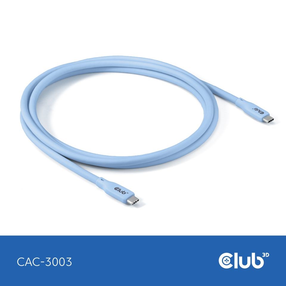 Club3D Kabel USB-C 4.0,  20Gbps,  4K60Hz,  PD 240W,  2m,  modrá1 