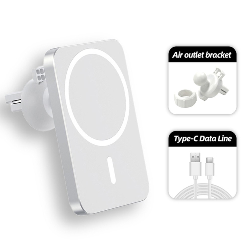 1stCOOL bezdrátová QI nabíječka 15W,  magnetická,  do auta,  MagSafe kompatibilní,  bílá1 