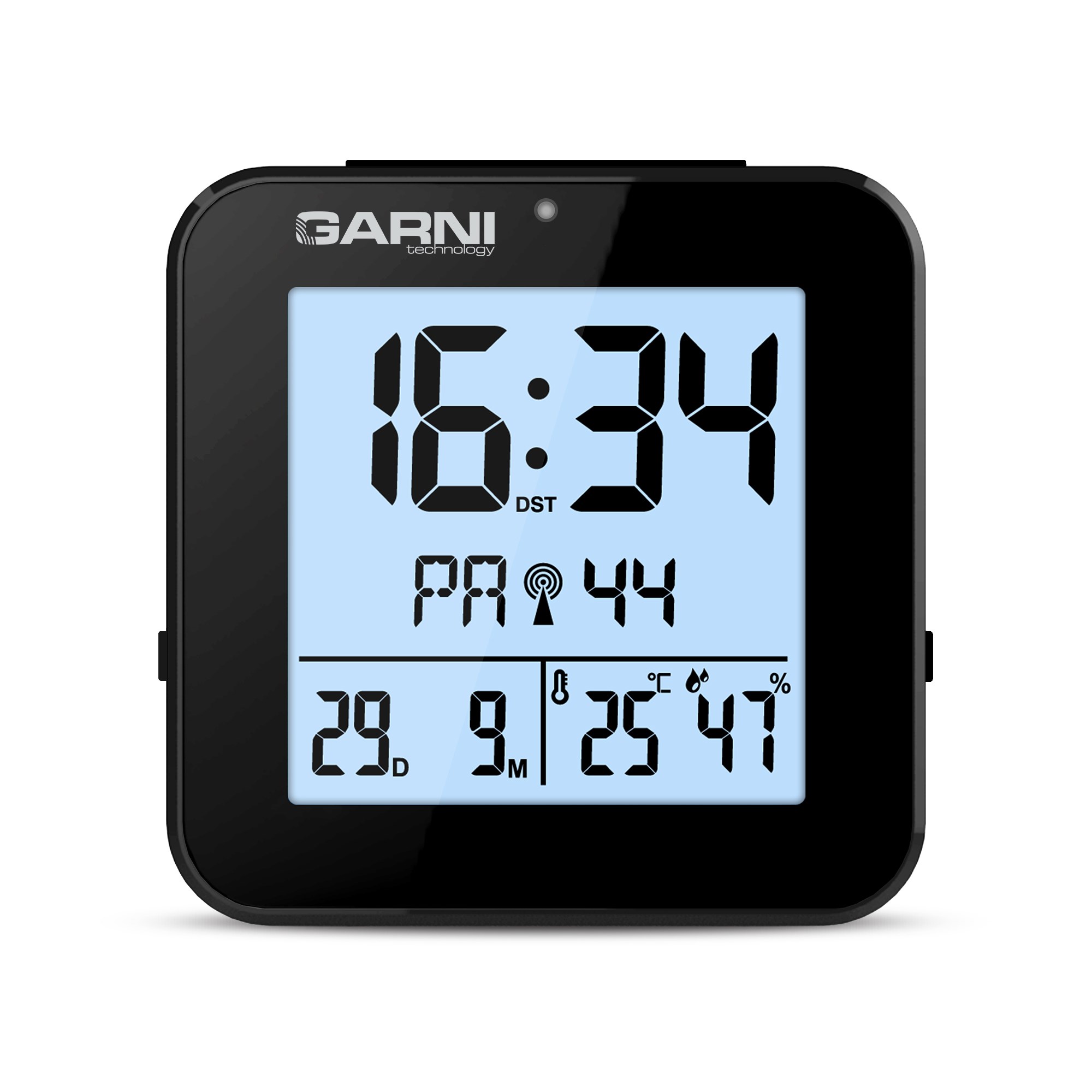 GARNI 138B - digitální budík s teploměrem a vlhkoměrem, černá1 