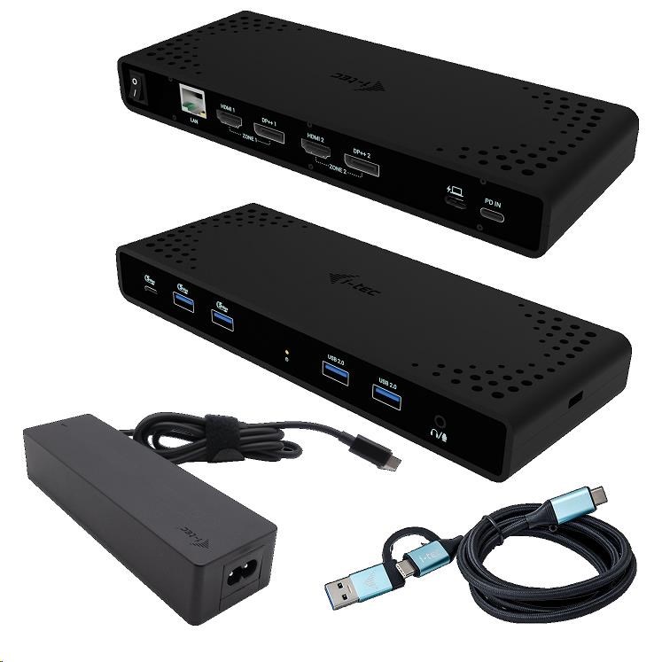 i-tec Universal Dual 4K Display Docking Station,  Power Delivery 85W + i-tec USB-C Charger 100W3 