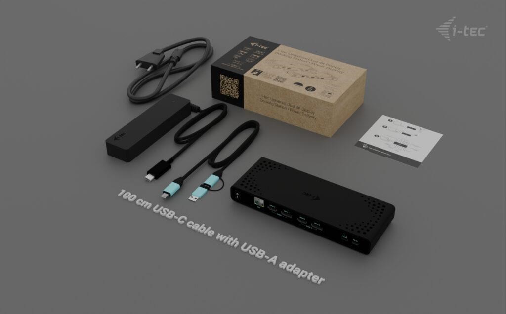 i-tec Universal Dual 4K Display Docking Station,  Power Delivery 85W + i-tec USB-C Charger 100W10 