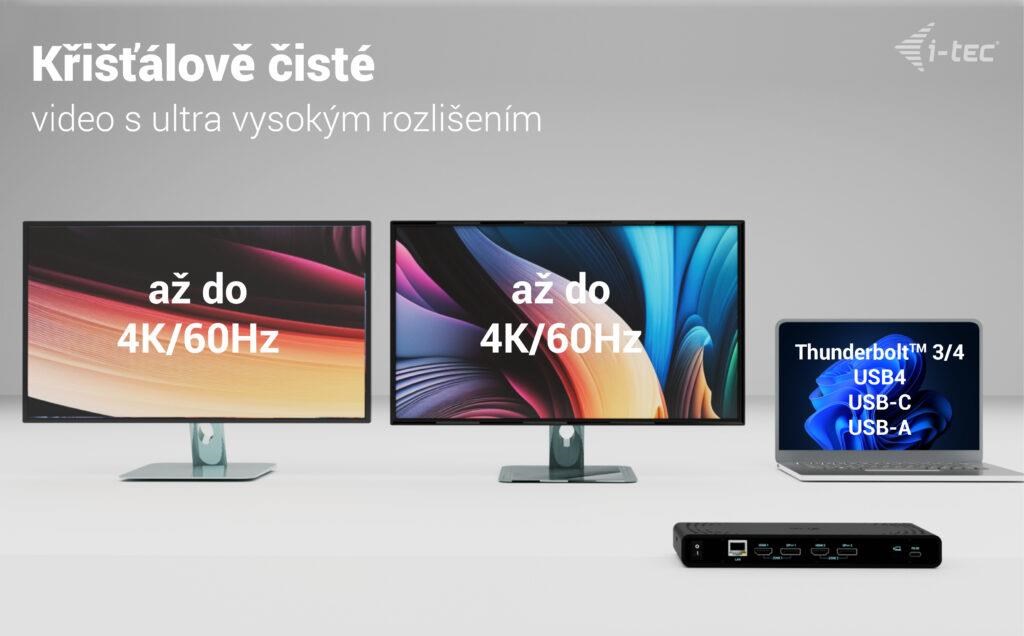 i-tec Universal Dual 4K Display Docking Station,  Power Delivery 85W + i-tec USB-C Charger 100W5 