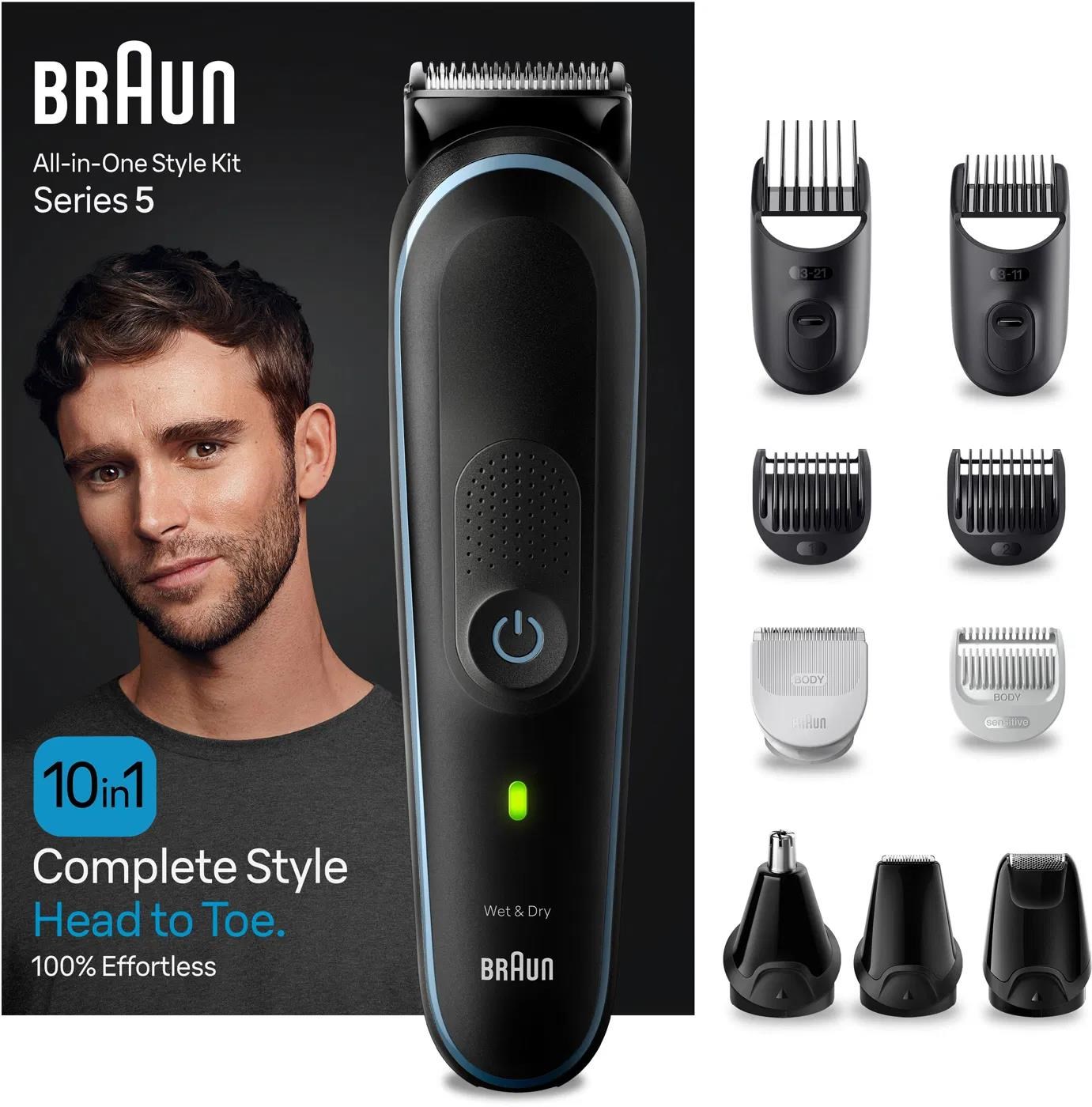 Braun All-In-One Series 5 MGK5445 zastřihovač,  vlasy,  vousy a chloupky,  10v1,  baterie,  ocelová čepel2 