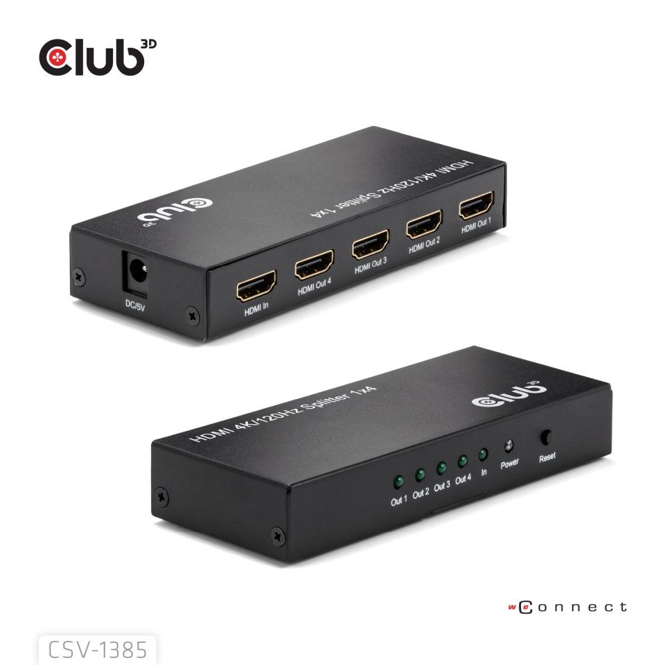 Club3D Video rozbočovač 1:4 HDMI 2.0 4K120Hz, 4 porty, černá5 