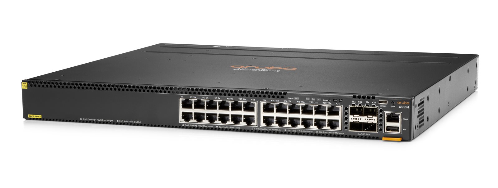 Aruba 6300M 24-port 1GbE Class 4 PoE and 4-port SFP56 Switch JL662AR RENEW1 