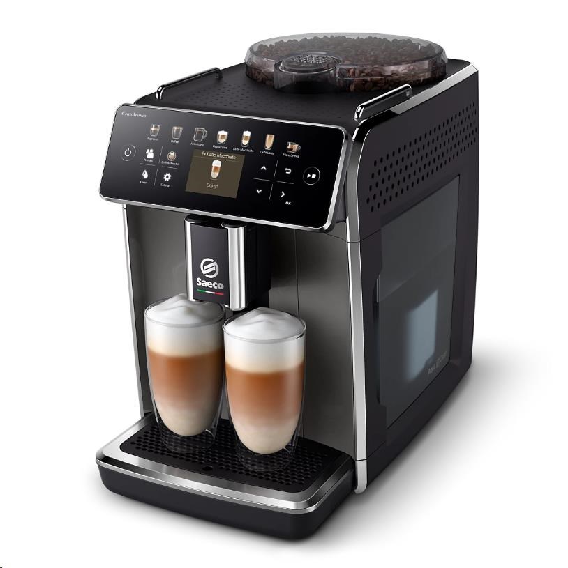 Saeco GranAroma SM6582/10 automatický kávovar, 1500 W, vestavěný mlýnek, 15 barů, dotykový displej, 6 profilů0 