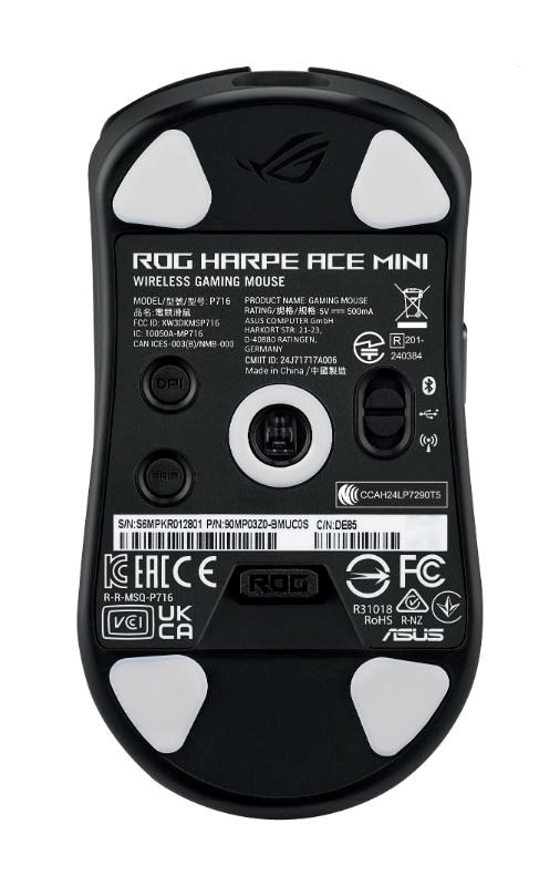 ASUS Herní myš ROG Harpe Ace Mini,  Bezdrátová BT,  RF 2.4GHz,  černá0 