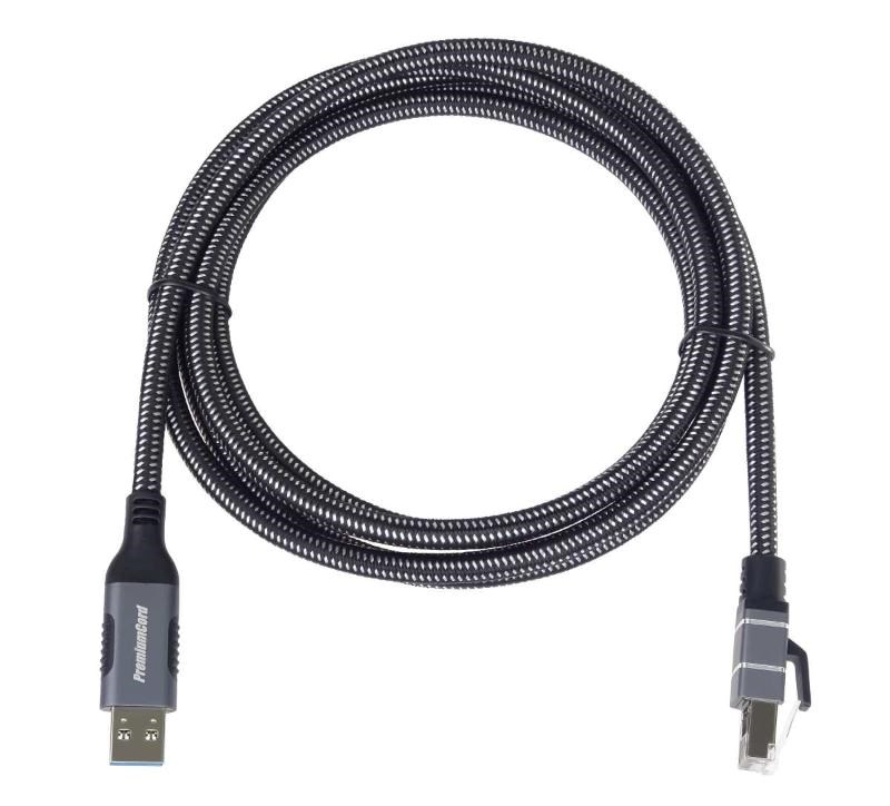 PremiumCord Ethernetový kabel USB3.2 na LAN RJ45 10/ 100/ 1000,  3m2 