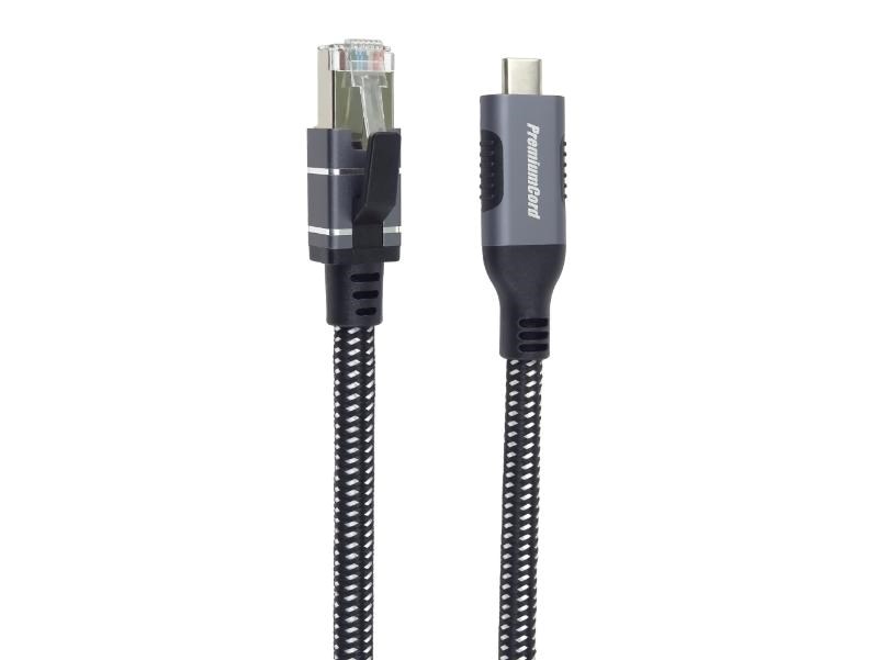 PremiumCord Ethernetový kabel USB-C na LAN RJ45 10/ 100/ 1000,  1m1 