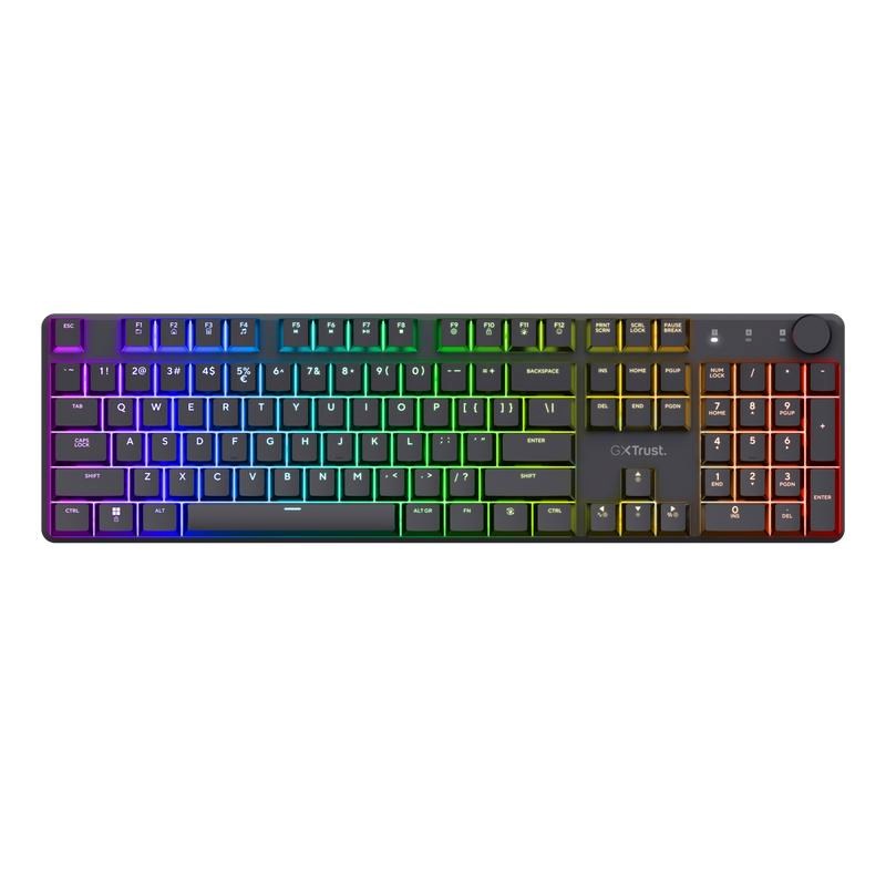 TRUST Herní klávesnice GXT 868 TORIX,  Bezdrátová RF 2.4GHz,  USB-C,  US0 
