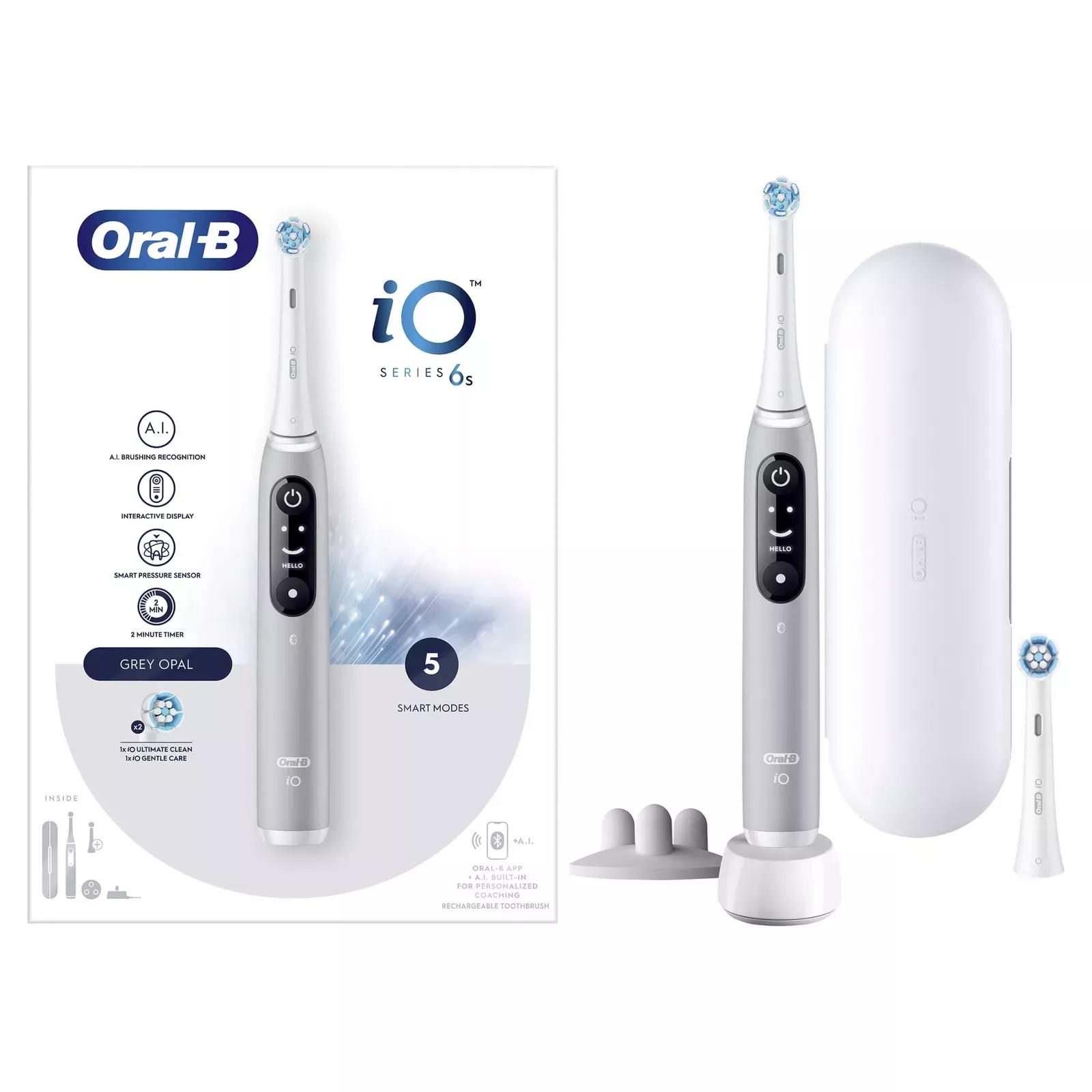 Oral-B iO Series 6s elektrický zubní kartáček,  časovač,  tlakový senzor,  5 programů,  aplikace Oral-B,  šedá0 