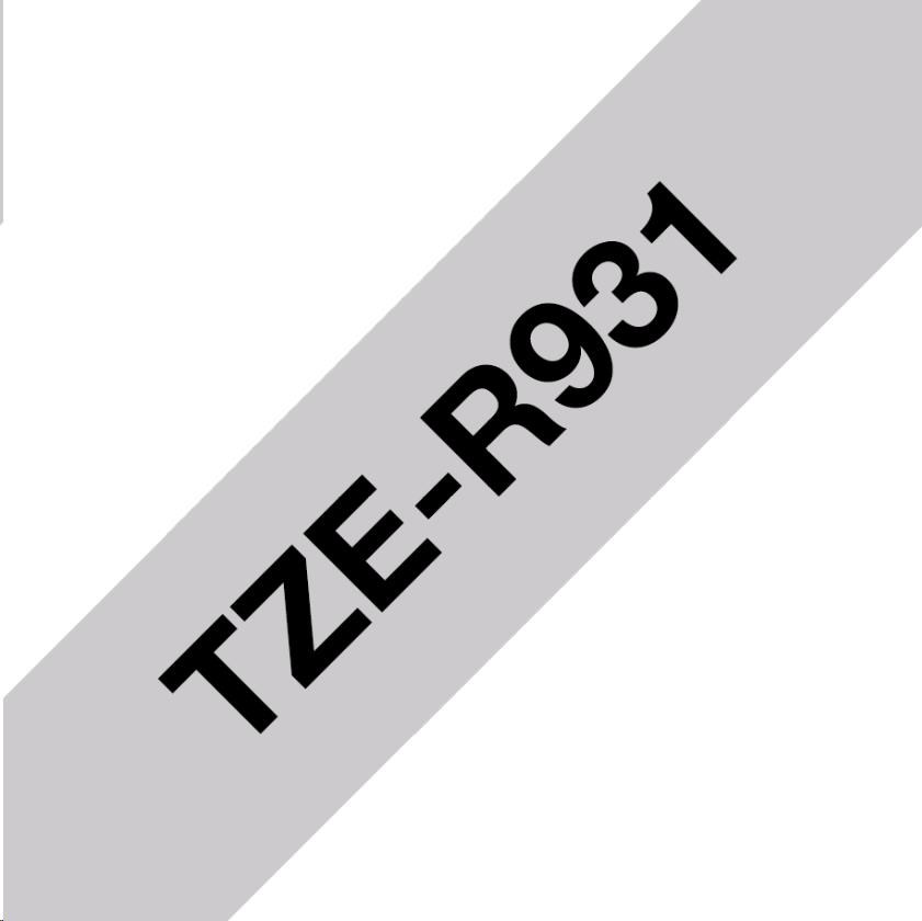 BROTHER TZE-R931 - 12 mm široká TZ kazeta,  TEXTILNÁ páska 4 m - na výrobu darčekov - NESTRIEBORNÉ PÁSKY,  ČIERNY POTISK2 