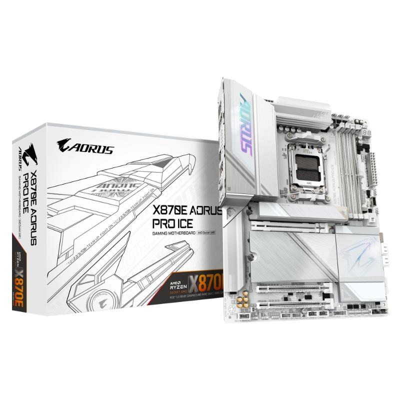 GIGABYTE MB Sc AM5 X870E AORUS PRO ICE,  AMD X870,  4xDDR5,  2xHDMI,  2xUSB4,  WiFi2 