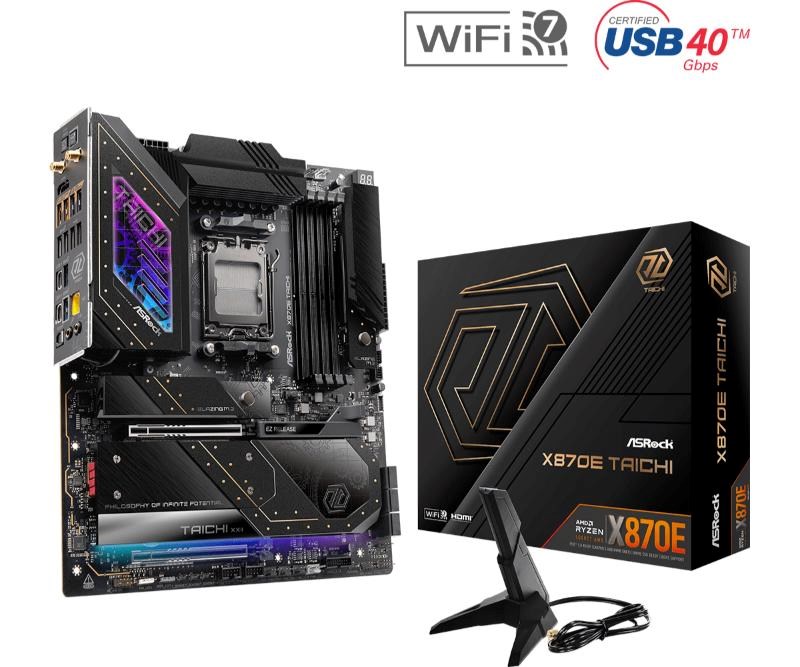 ASRock MB Sc AM5 X870E TAICHI,  AMD X870,  4xDDR5,  1xHDMI,  2xThunderbolt,  WI-FI2 
