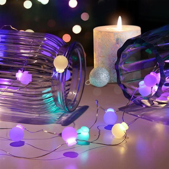 Solight LED vianočná reťaz farebné gule, 20x LED, 2m, 2x AA0 