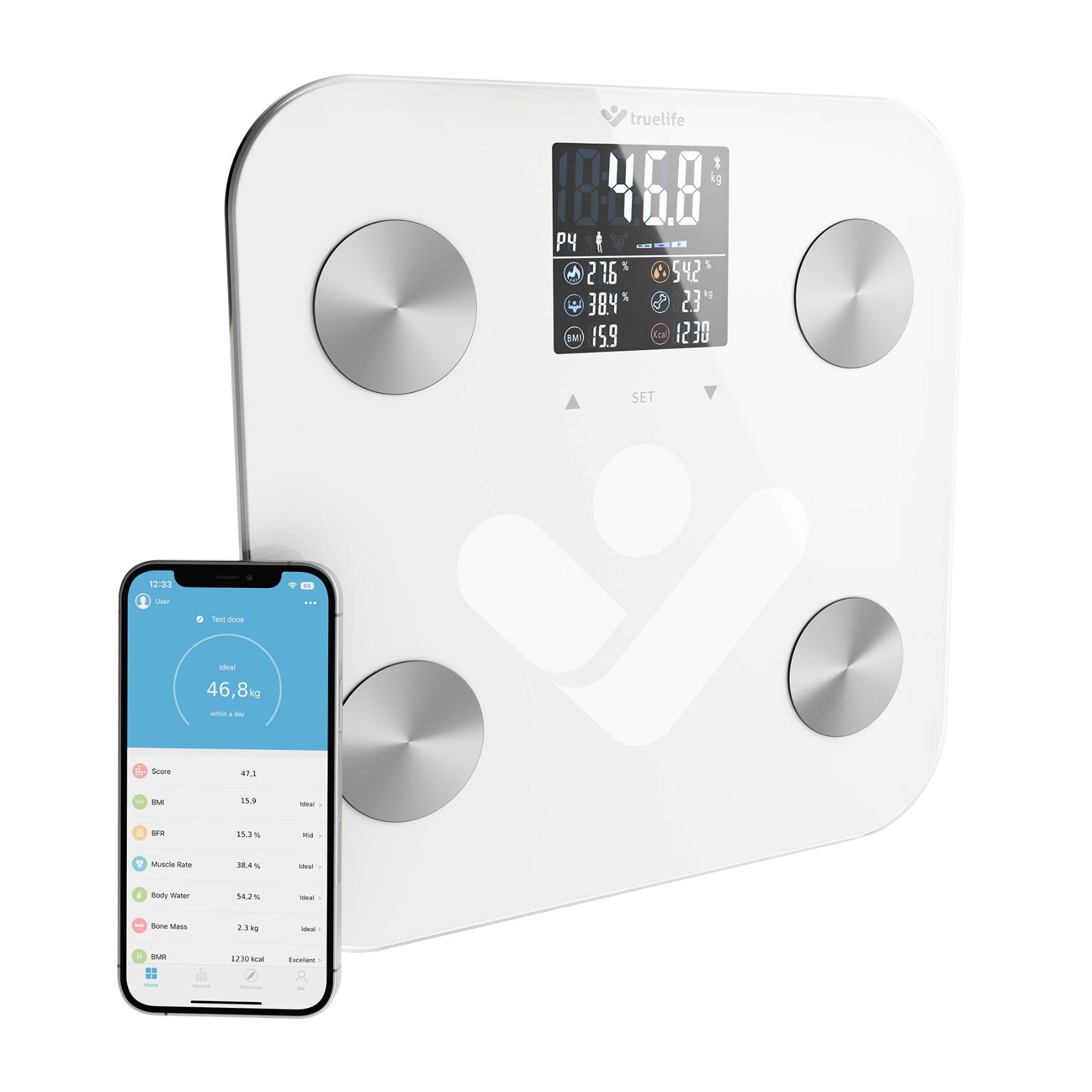 TrueLife FitShape S6 BT - Bioelektrická impedanční bluetooth váha - bílá0 