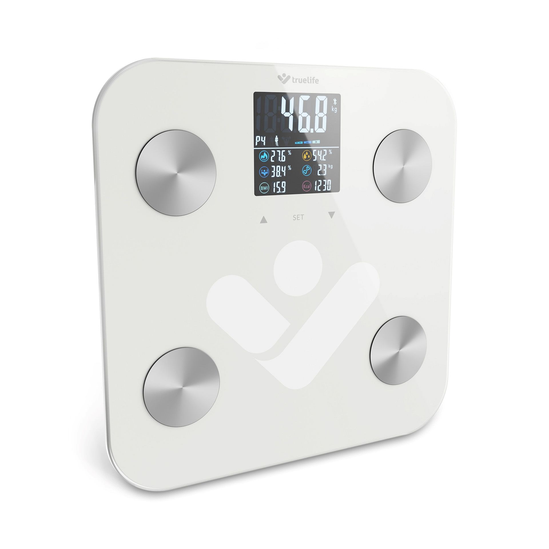TrueLife FitShape S6 BT - Bioelektrická impedanční bluetooth váha - bílá8 