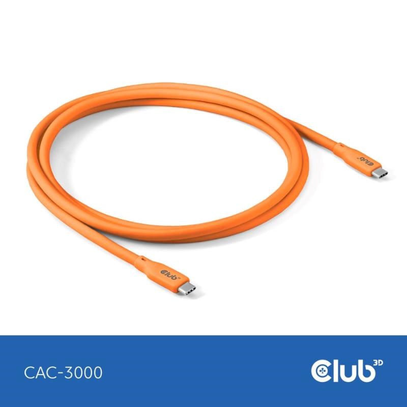 Club3D Kabel USB-C 4.0,  20Gbps,  4K60Hz,  PD 240W,  2m,  oranžová1 