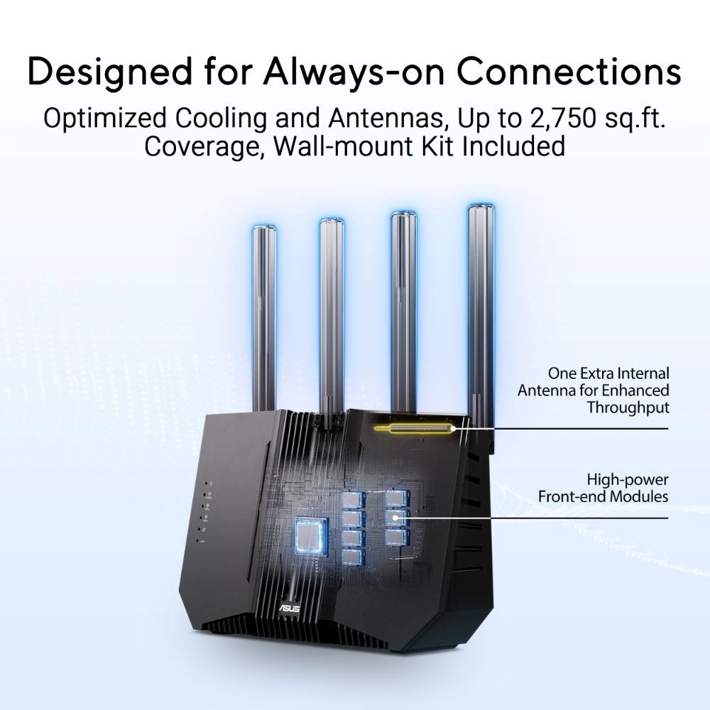 ASUS Router RT-BE92U,  WiFi7 Router,  AiMesh,  2x WAN,  3x LAN,  1x USB 3.29 