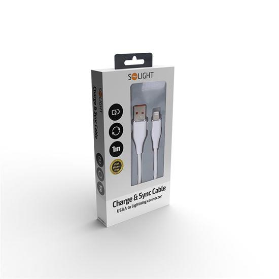 Solight lightning kabel,  USB 2.0 A konektor - Lightning konektor,  silikon,  1m2 