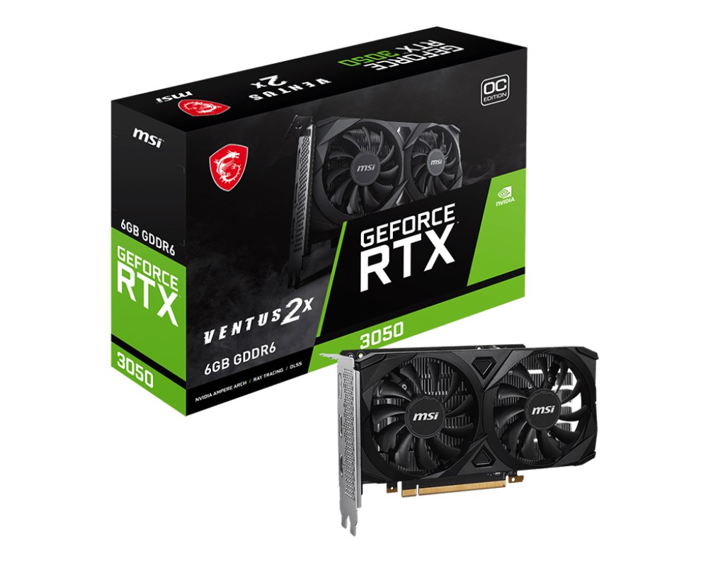 MSI VGA NVIDIA GeForce RTX 3050 VENTUS 2X E 6G OC,  6G GDDR6,  1xDP,  2xHDMI0 