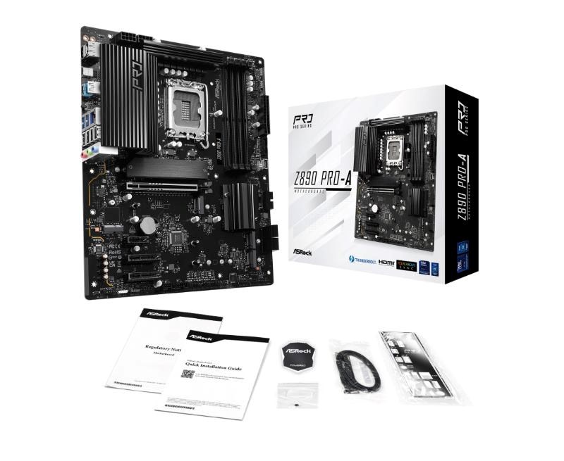 ASRock MB Sc LGA1851 Z890 PRO-A,  Intel Z890,  4xDDR5,  1xDP,  1xHDMI,  1xThunderbolt6 