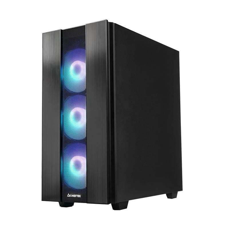 CHIEFTEC skříň HUNTER 2,  ATX,  1x USB-C,  1x USB 3.1,  4x 120mm ARGB Fan,  ARGB Hub,  černá4 