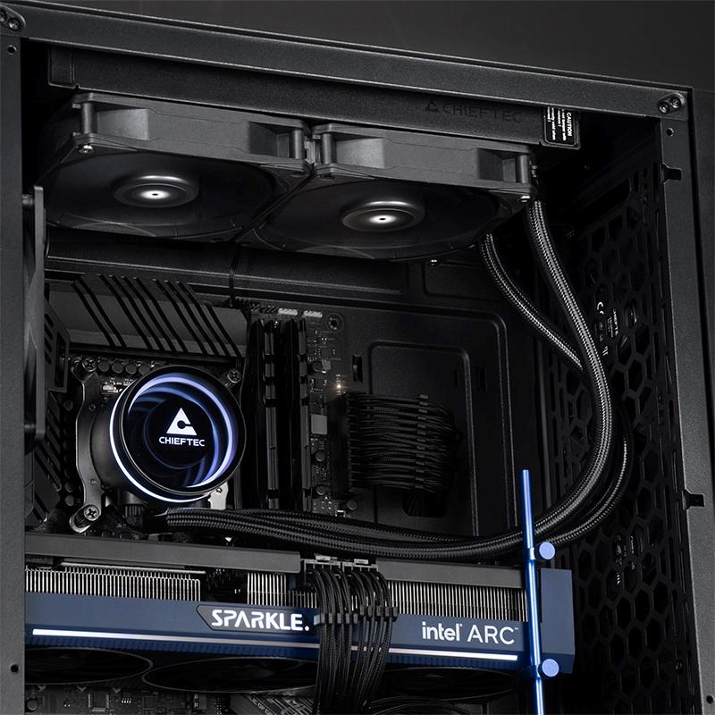 CHIEFTEC vodní chlazení CPU Iceberg 240 Dark,  2x120mm,  ARGB vodní blok,  LGA1851,  AM5,  černá1 