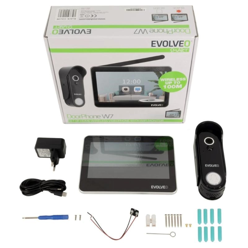 EVOLVEO DoorPhone W7, Sada domácího bezdrátového videotelefonu s WiFi černý monitor6 
