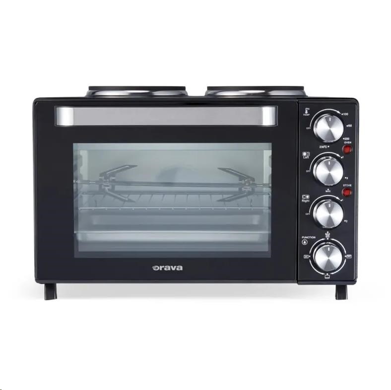 Orava Elektra-X28 elektrická trouba s dvouplotýnkou,  28 L,  2600 W,  grilovací rošt,  černá1 