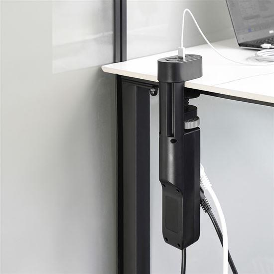 Solight 3z + USB A+C přenosné stolní zásuvky,  2m,  černá,  USB rychlonabíječka 20W PD8 