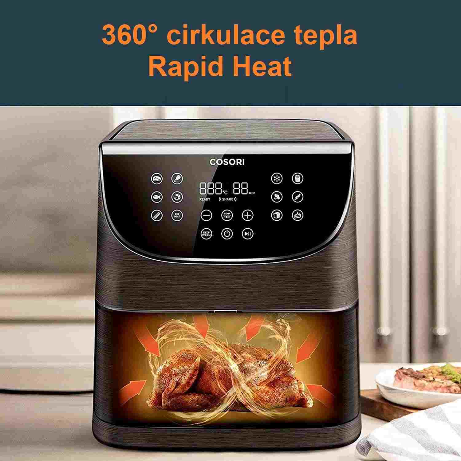 BAZAR - Cosori CP158-AF PREMIUM – horkovzdušná digitální fritéza,  černá - Poškozený obal (Komplet)2 