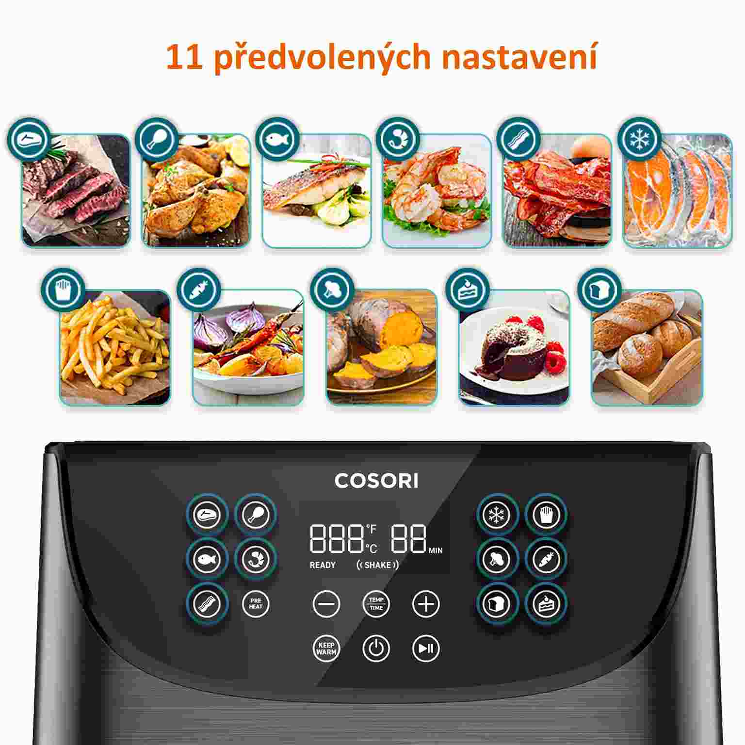 BAZAR - Cosori CP158-AF PREMIUM – horkovzdušná digitální fritéza,  černá - Poškozený obal (Komplet)7 