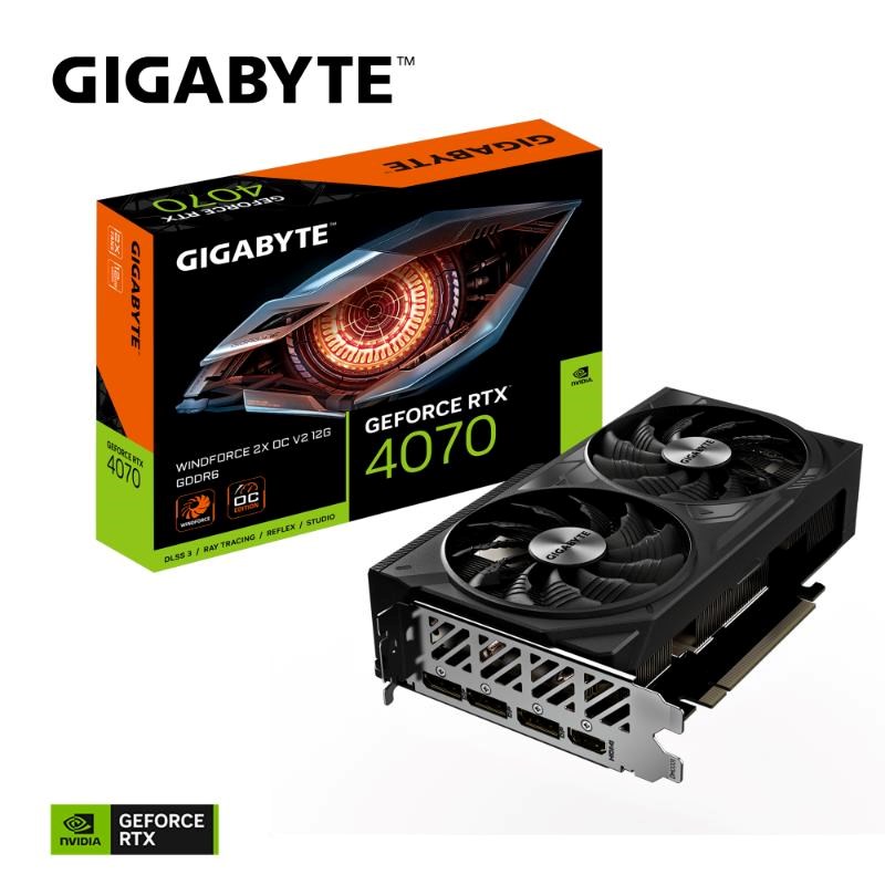 GIGABYTE VGA NVIDIA GeForce RTX 4070 WINDFORCE OC 12G V2,  12GB GDDR6,  3xDP,  1xHDMI4 