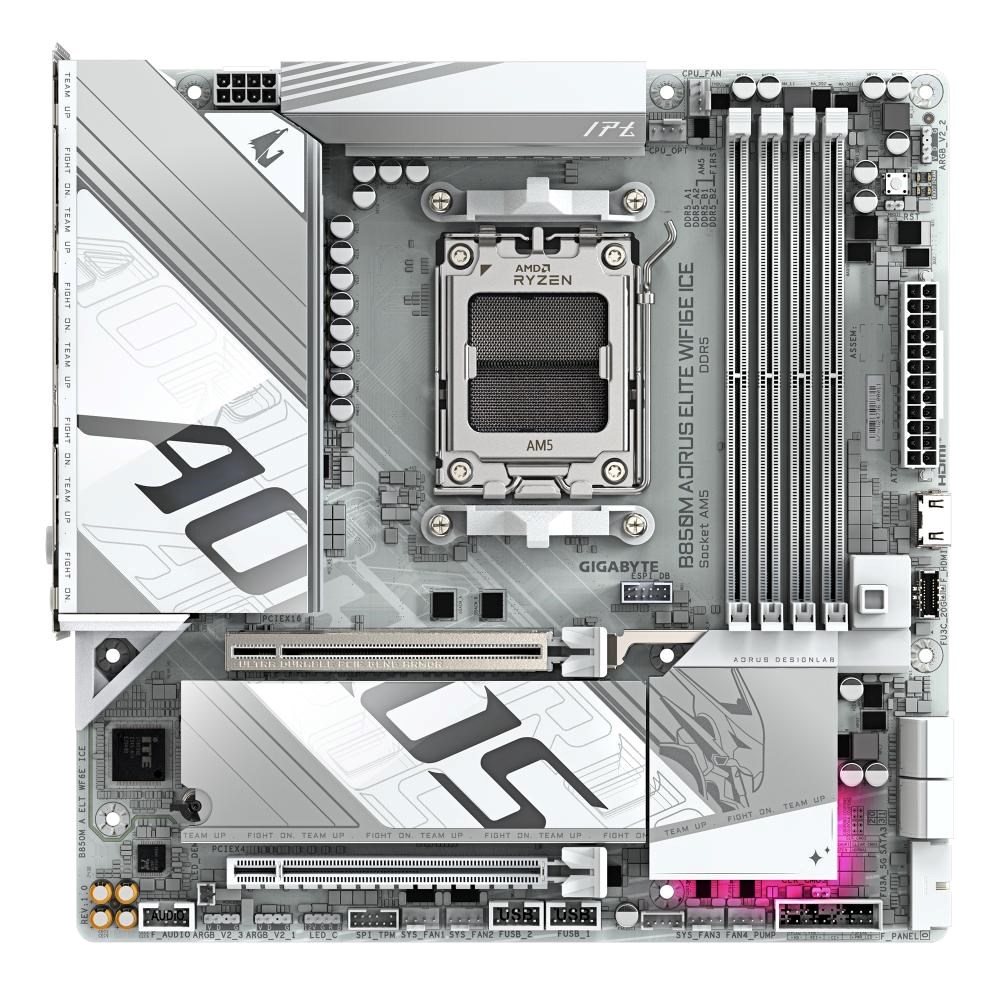 GIGABYTE MB Sc AM5 B850M A ELITE WF6E ICE,  AMD B850,  4xDDR5,  1xDP,  WiFi,  mATX1 