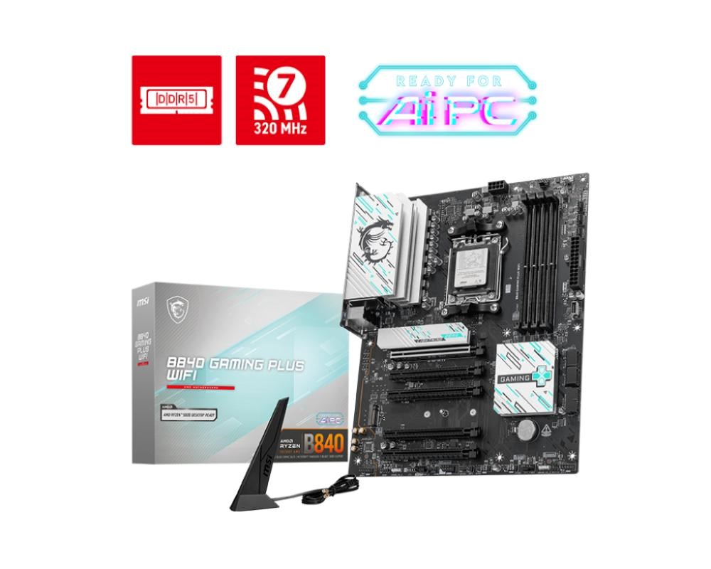 MSI MB Sc AM5 B840 GAMING PLUS WIFI,  AMD B840,  4xDDR5,  1xHDMI,  WiFi,  ATX0 