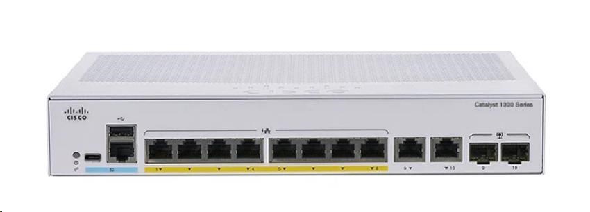 Cisco Catalyst switch C1300-8MGP-2X (4xGbE, 4x2, 5GbE, 2xSFP+, 8xPoE+, 120W, fanless) - REFRESH0 