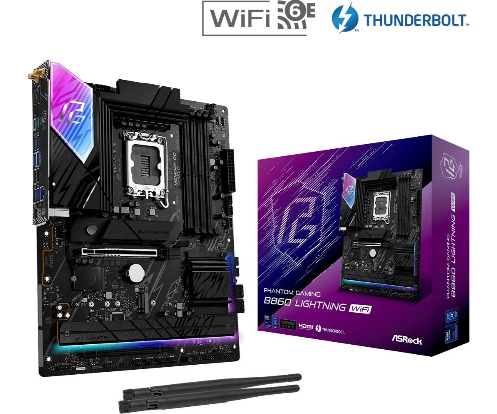 ASRock MB Sc LGA1851 B860 Lightning WiFi, Intel B860, 4xDDR5, 1xThunderbolt, 1xDP, 1xHDMI, WiFi, ATX3 
