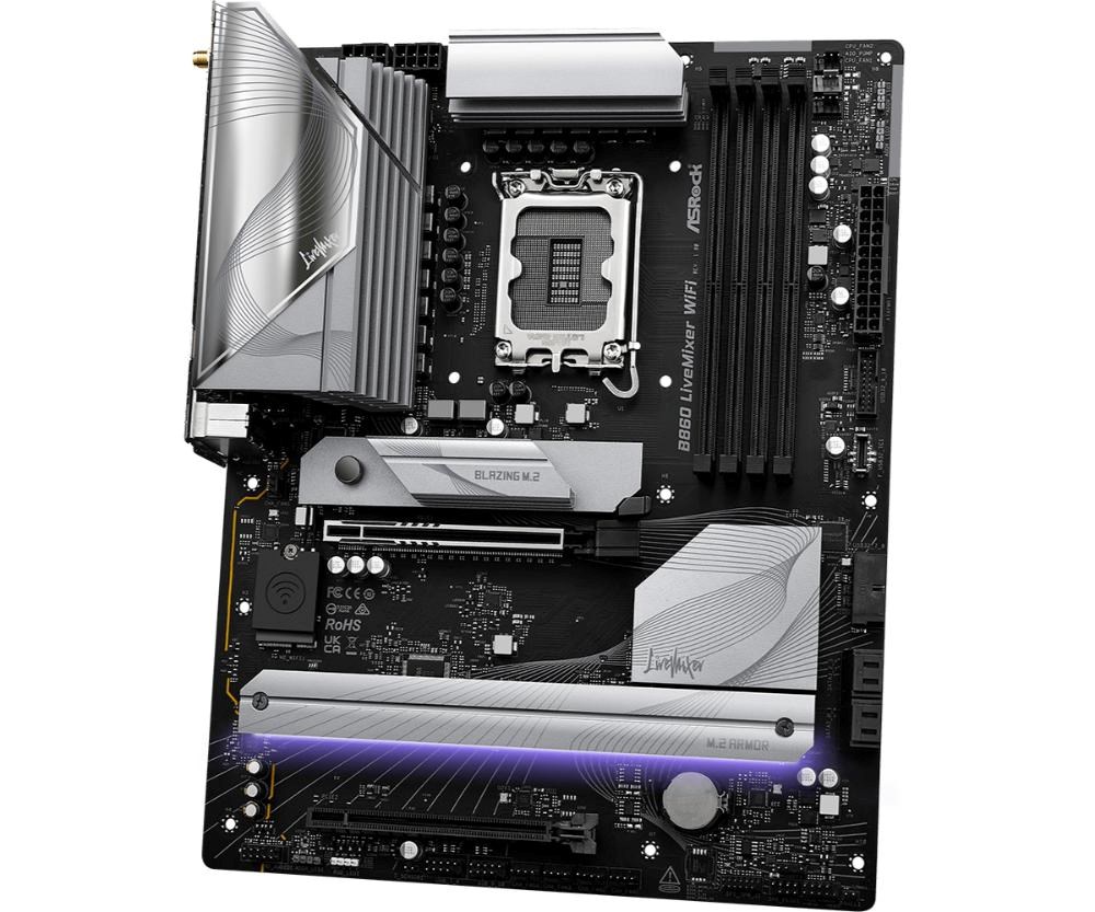 ASRock MB Sc LGA1851 B860 LiveMixer WiFi,  Intel B860,  4xDDR5,  1xThunderbolt,  1xHDMI,  WiFi,  ATX3 