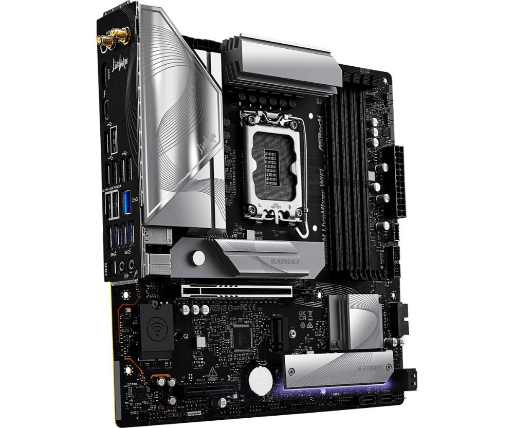 ASRock MB Sc LGA1851 B860M LiveMixer WiFi,  Intel B860,  4xDDR5,  1xThunderbolt,  1xHDMI,  WiFi,  mATX2 