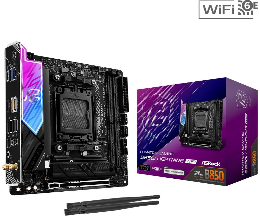 ASRock MB Sc AM5 B850I Lightning WiFi,  AMD B850,  2xDDR5,  1xThunderbolt,  1xHDMI,  WiFi,  Mini-ITX0 