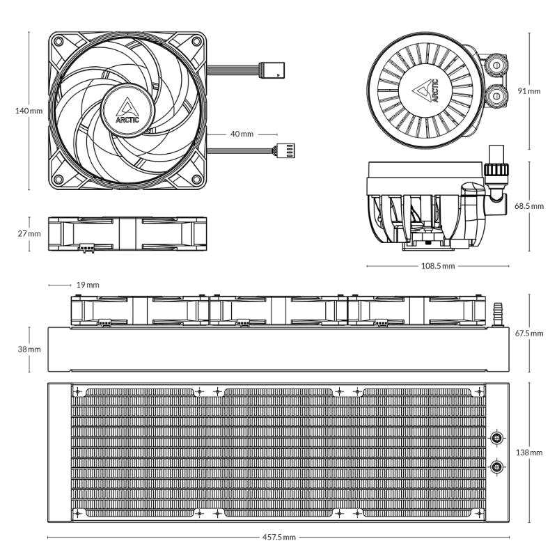 ARCTIC Vodní chladič Liquid Freezer III 420 ARGB, 3x140mm, AM5, LGA1851, bílá5 
