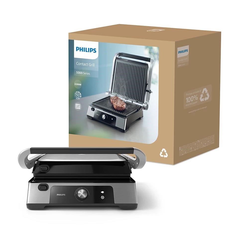 Philips 5000 Series HD6301/ 90 elektrický kontaktní gril,  2200 W,  odkapávací nádobka,  černý/ kovový2 