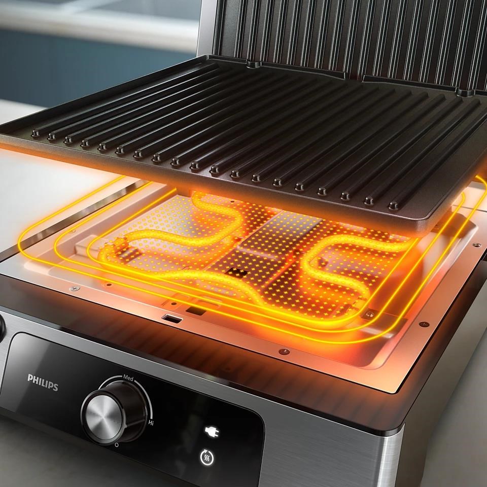Philips 5000 Series HD6301/ 90 elektrický kontaktní gril,  2200 W,  odkapávací nádobka,  černý/ kovový3 