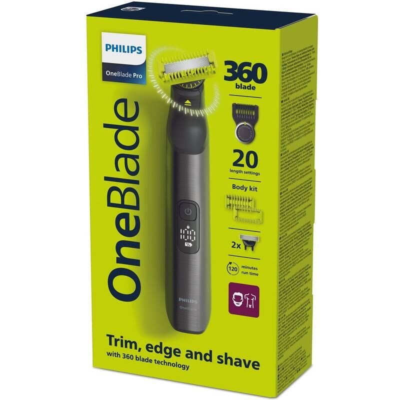 Philips OneBlade Pro 360 QP6552/ 15 zastřihovač,  na tvář a tělo,  voděodolný,  cestovní pouzdro4 