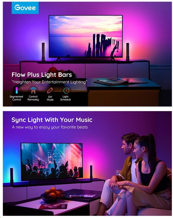 BAZAR - Govee Flow Plus SMART LED TV & Gaming - RGBICWW - pošk. obal4 