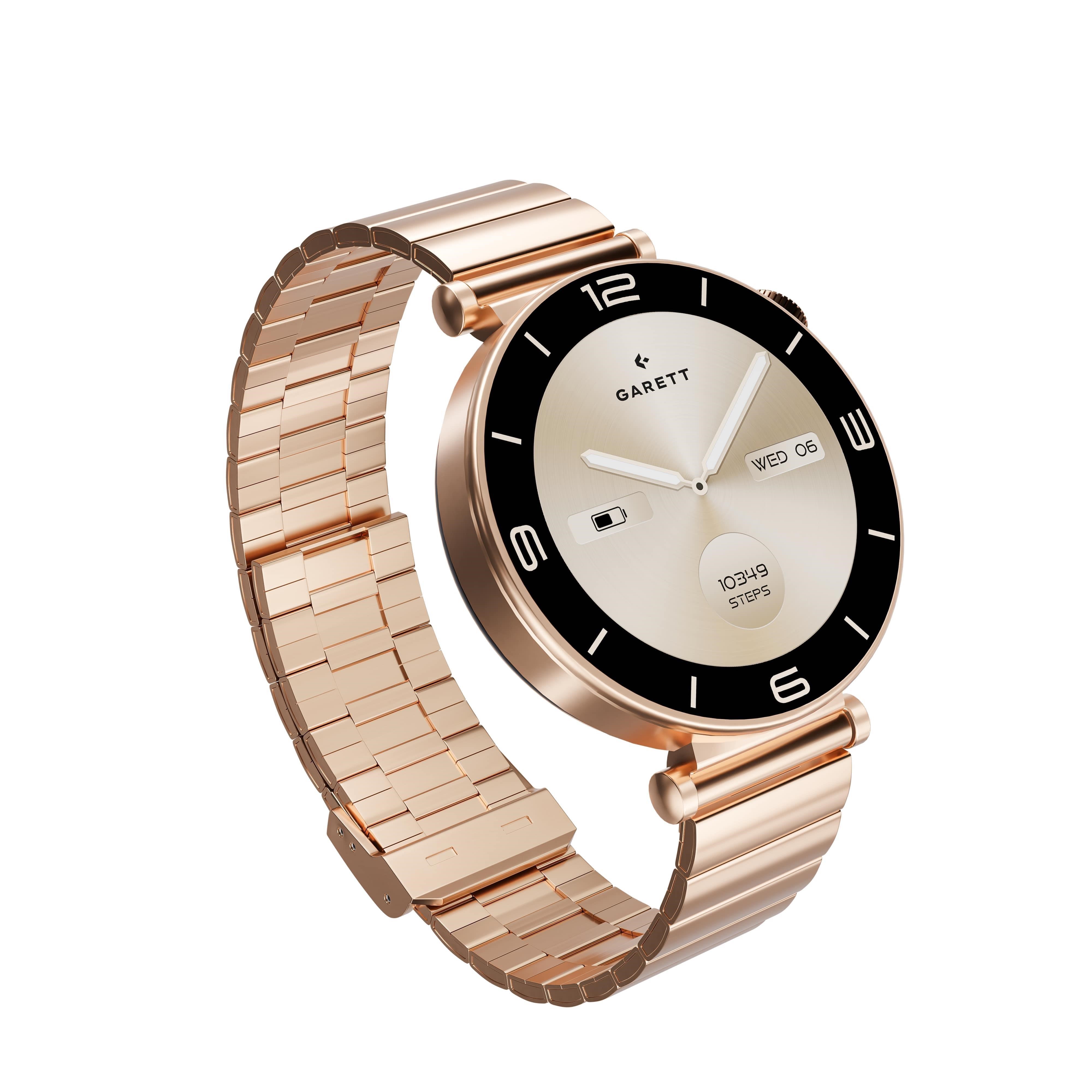 Garett Smartwatch ROSE zlatá,  Solid steel3 