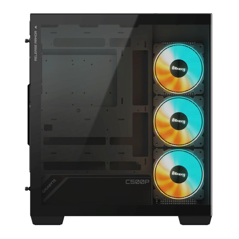 GIGABYTE case GB-C500P ST,  Mid tower,  1xUSB-C 3.2,  2xUSB 3.0,  4x 120mm ARGB Fan,  černá3 