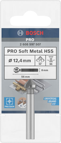 Bosch záhlubník PRO Soft Metal HSS, 12, 4 × 56 mm, M61 