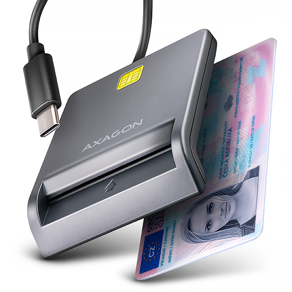 AXAGON CRE-SM3TC, USB-C FlatReader čítačka kontaktných kariet ID card (eID klient), kábel 1.2 m1 